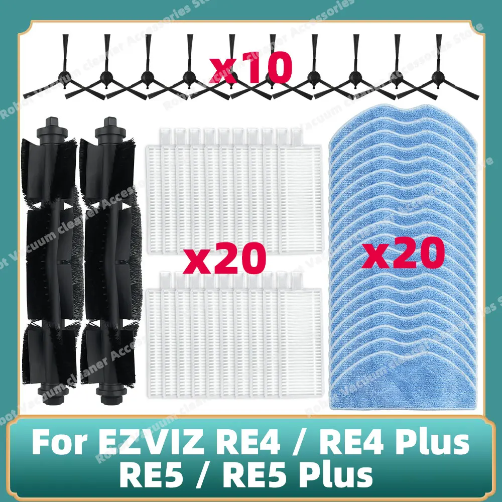 Compatible For EZVIZ RE4 / RE4 Plus / RE5 / RE5 Plus Main Side Brush Mop Cloth Hepa Filter Accessories Replacement Spare Parts