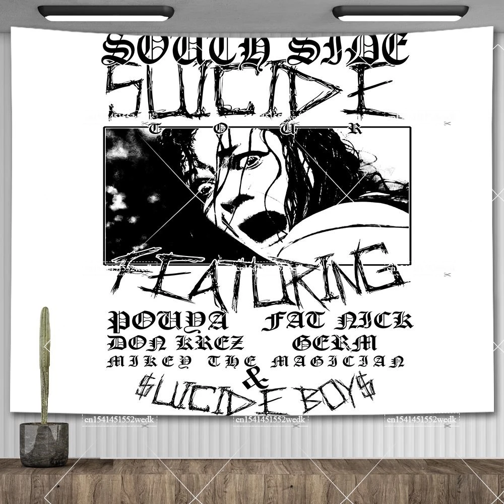 Suicide Boys Tapestry Music Album Wall Decor Poster Aesthetic Hippie Suicideboys Tapestrys Polyester Fabric Home Decoration