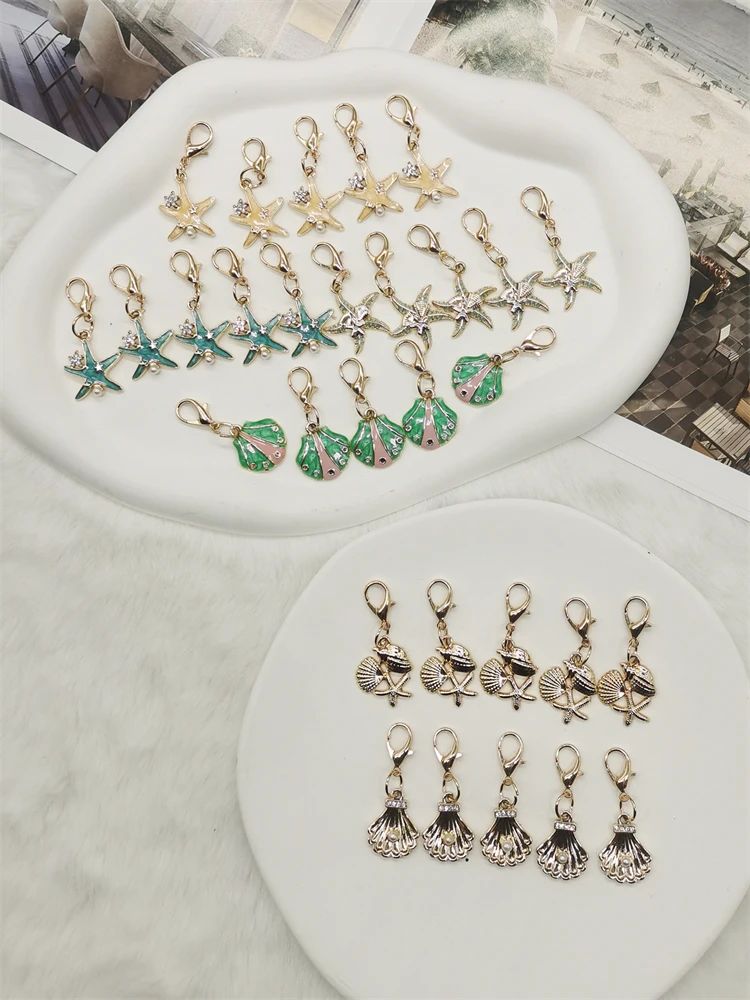 5PCS Strass Seestern Schuh Anhänger Dekorationen Schnürsenkel Charms DIY Schnürsenkel Schnallen Lustige Shell Schuh Clips Zubehör – Detail 1