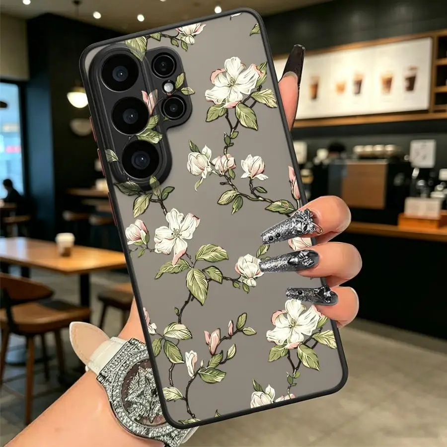 Vintage Floral Branch Case for Samsung Galaxy S26 S20 FE S25 Ultra S21 S23 FE S24 Plus S22 Note 20 Ultra 10+ Funda Back Phone