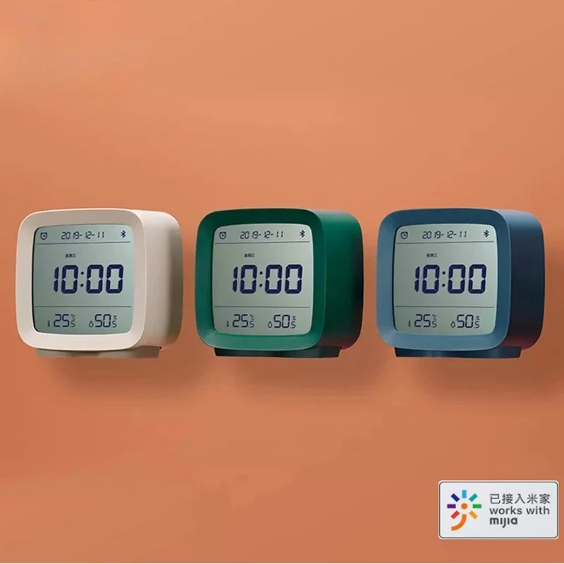 ยูพิน เคลียร์กราสนาฬิกาปลุกบลูทูธอุณหภูมิความชื้นจอแสดงผลหน้าจอ LCD ไฟกลางคืนแบบปรับได้พร้อมแอพมิเจียสมาร์ทโฮม