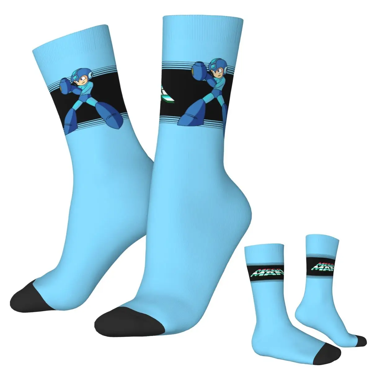 Megaman Videospiel Mega Man Socken Harajuku Superweiche Strümpfe Ganzjahres-Langsocken Zubehör für Unisex-Weihnachtsgeschenke