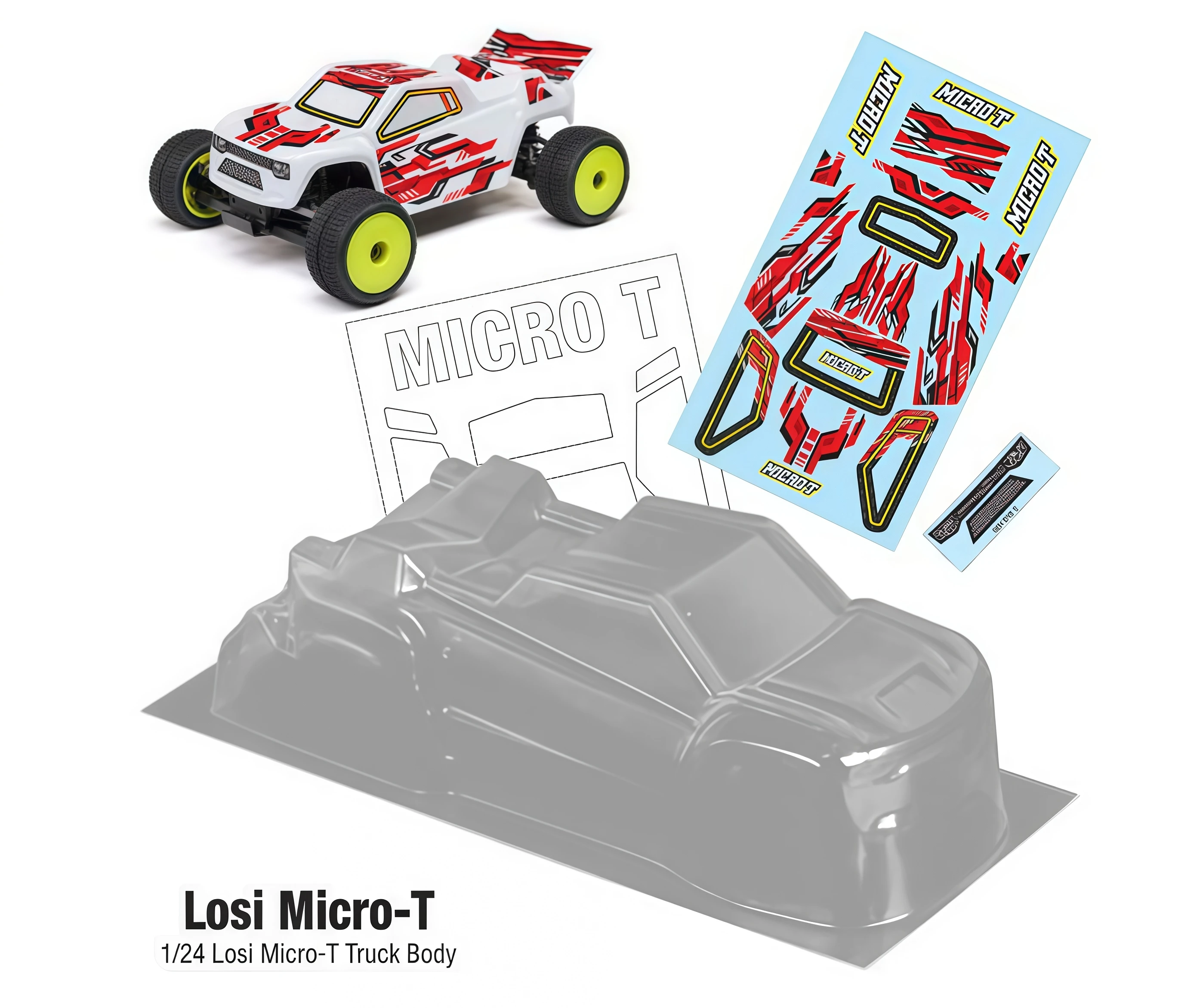 0.6mm Clear Polycarbonate Body Shell With Decals For 1/24 Losi Micro-T Mini Off-Road Buggy Upgrade Parts