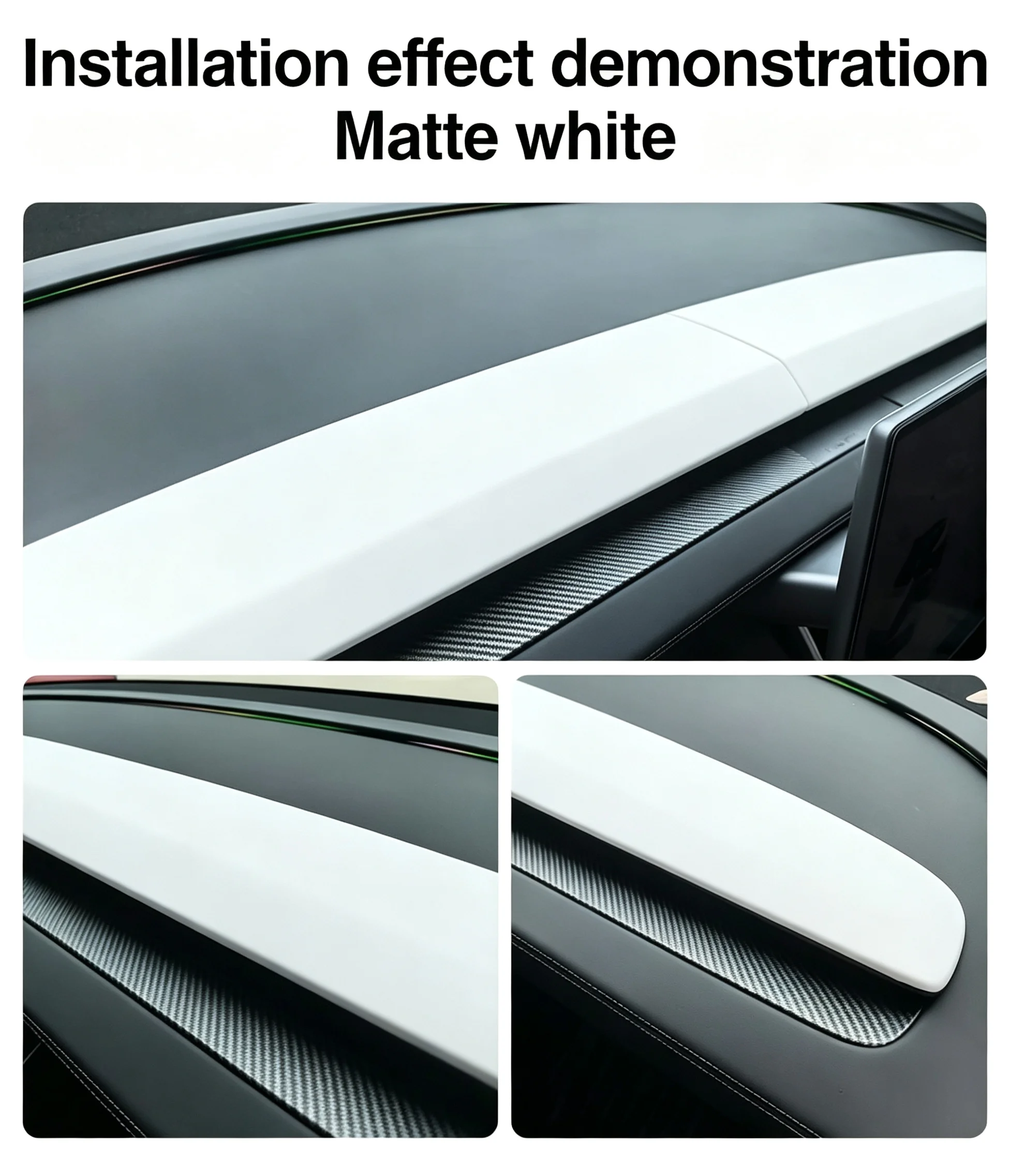 4-teiliger Armaturenbrett-Dekorrahmen für Tesla Model 3 Highland /Y Juniper/YL/YS Luftauslass Original Passform Abdeckung Innenzubehör – Detail 14