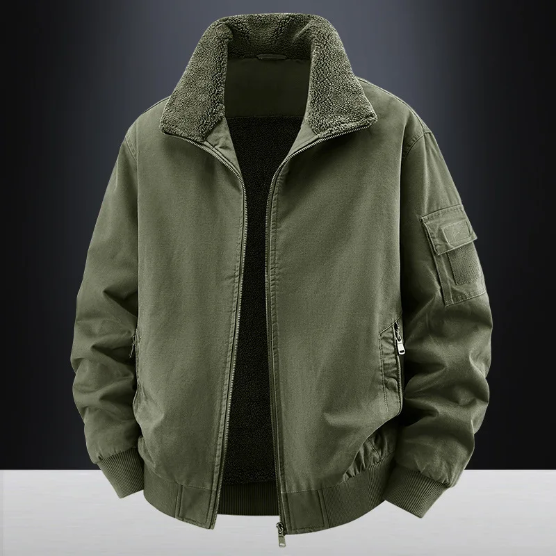 Men's Fleece Lapel Jacket Simple Fashionable Warm Autumn Winter 2025 Cotton-padded jacket Coat
