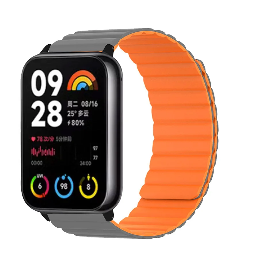 Silicone Strap For Xiaomi Mi Band 10 9 8 Pro Smart Watch Band Magnetic Loop Replacement Bracelet For Redmi Watch 6 5 4 Wristband