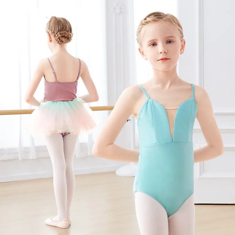 Girls Ballet Leotards Kids Gymnastics Dance Leotard Adjustable Shoulder Straps Leotard Summer Black Dancewear Costumes Swimwear