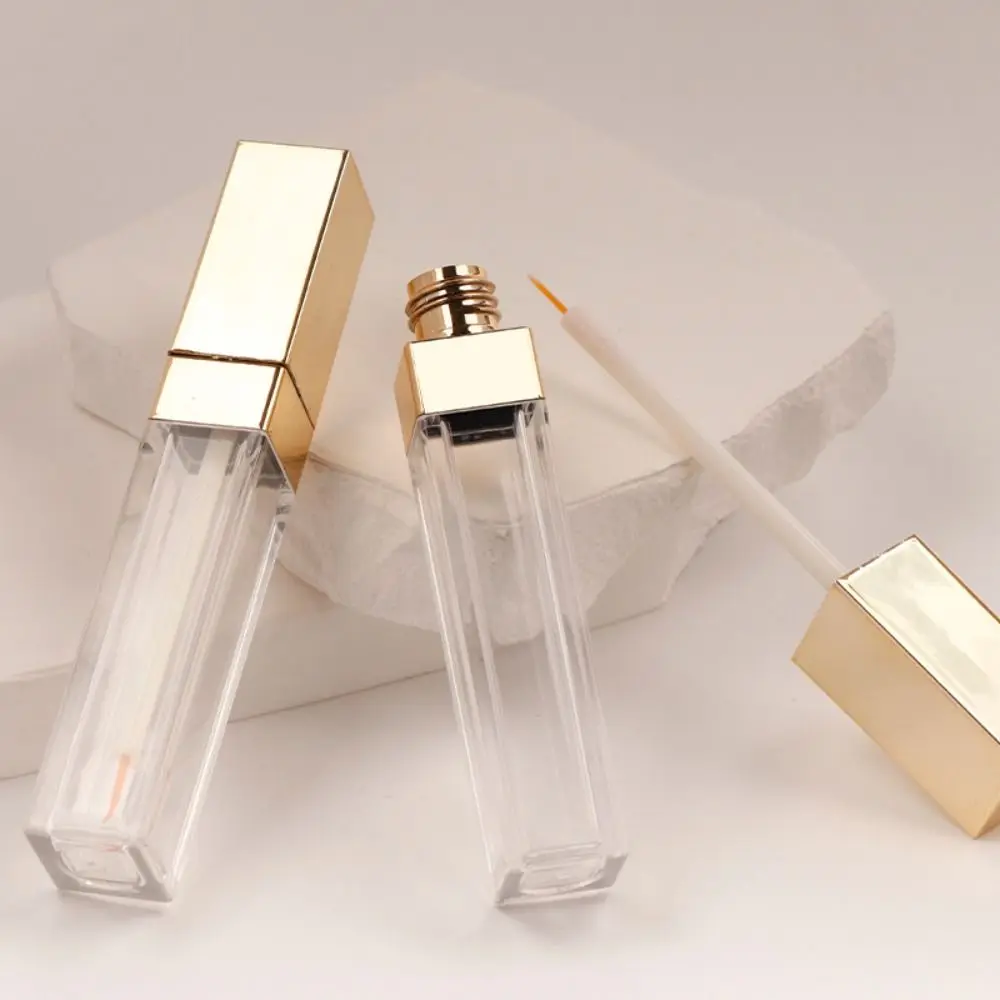 Lash Enhancing Eyeliner Tube with Brush Gold Empty Lash Growth Serum Container Packaging Square Cosmetic Container Women