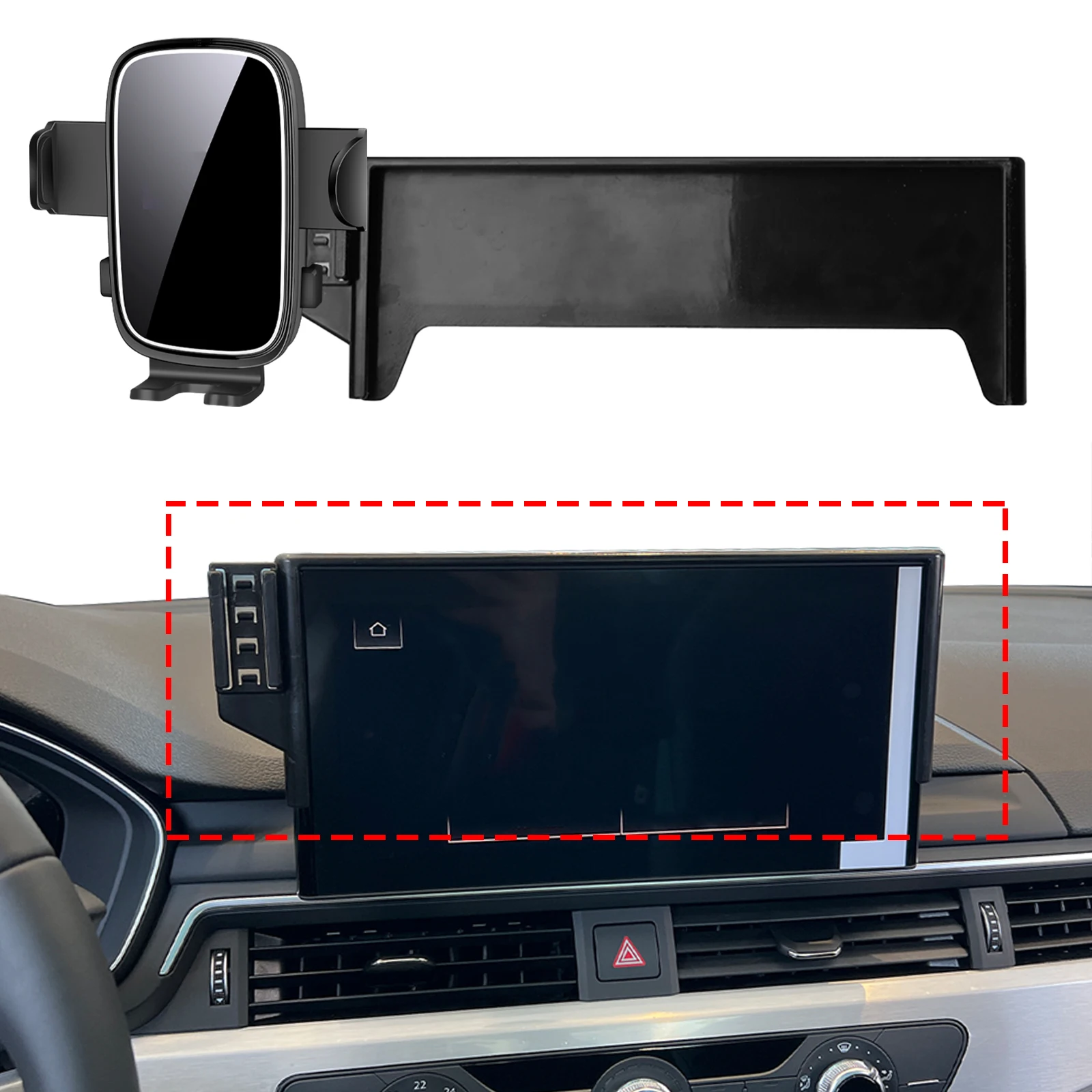 Compatible avec Audi Q5 2021 2022 2023 2024 10,1 pouces ​ ​ ​ ​ Support de téléphone stable à clipser ​ ​ Support d'écran sans vibrations ​ Accessoires de voiture