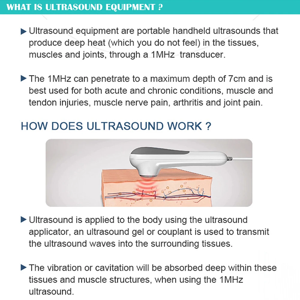 Ultrasound Physiotherapy Massage Device 1MHz Intensity for Muscle & Joints Pain Relief No-Drug Ultrasonic Instrument Machine