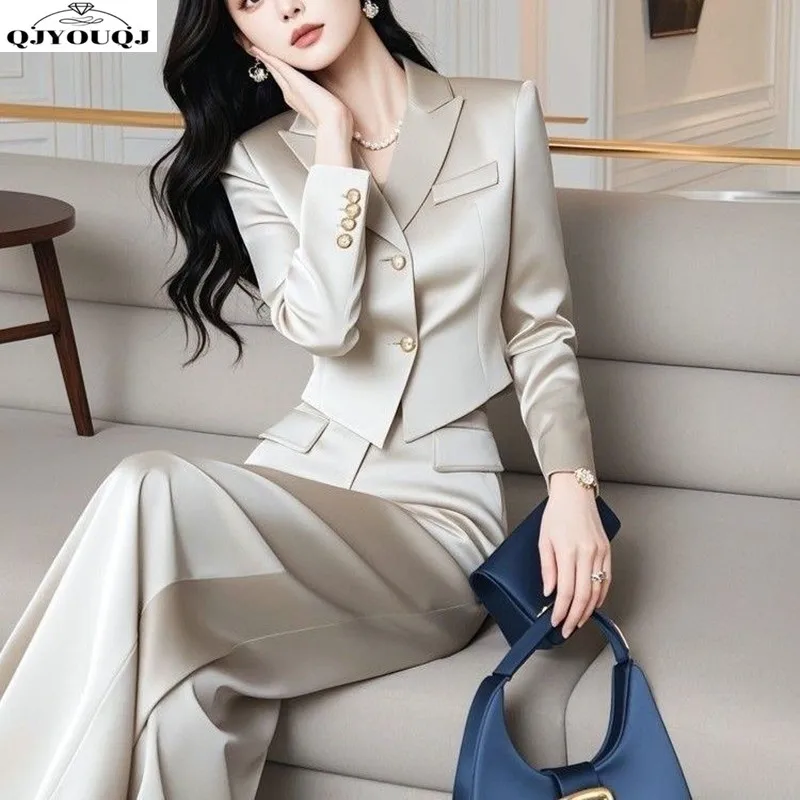 Autumn and winter new style high-end fashion small fragrance suit jacket+wide leg pants two-piece set