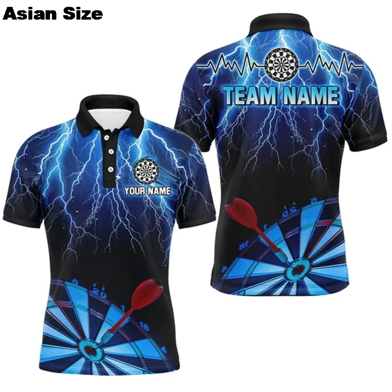 3D Darts Printed Polo Shirts For Men Fashion Custom Name Team Name Jersey Short Sleeve Dart Polo Shirt 2025 Lapel Button Tees