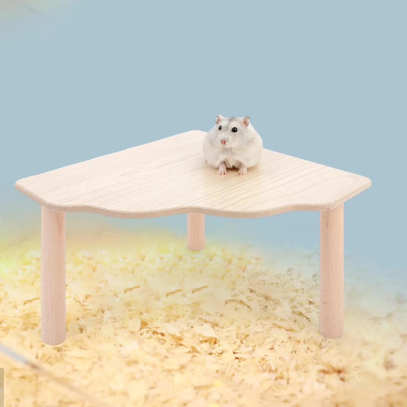 Jaula de plataforma de madera para hámster, soporte para paisajismo, accesorios de jaula multifuncional, parque infantil para hámster con soporte para rata y gerbil