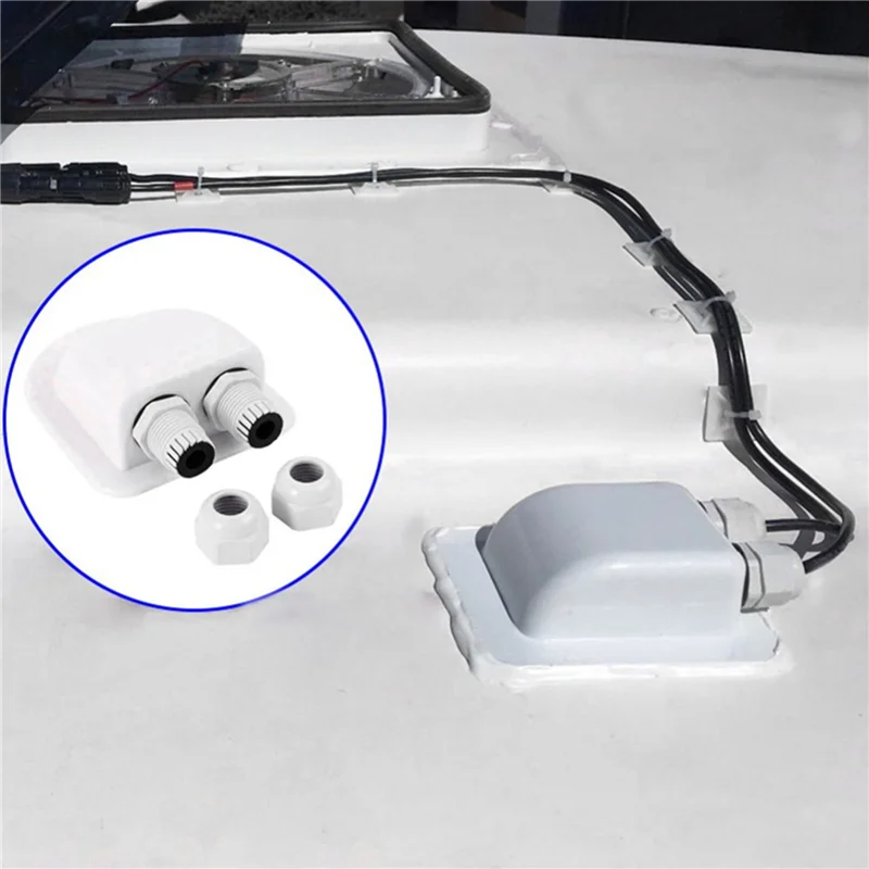 

3X Double Wire Entry Gland Box Solar Panel Roof Wire Entry Gland Box Cable Motorhome Double Hole RV Yacht-A93R