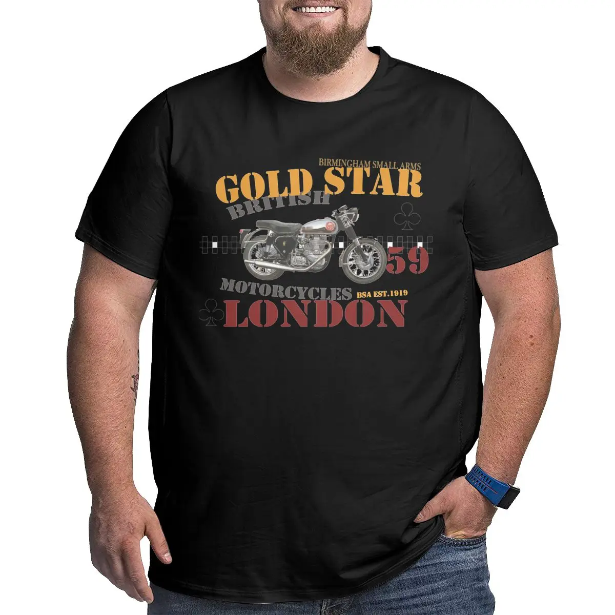 

Men's BSA Gold Star Classic T Shirts 100% Cotton printed Clothing graphic tee Crewneck Big Tall Tees Big Size 4XL 5XL 6XL