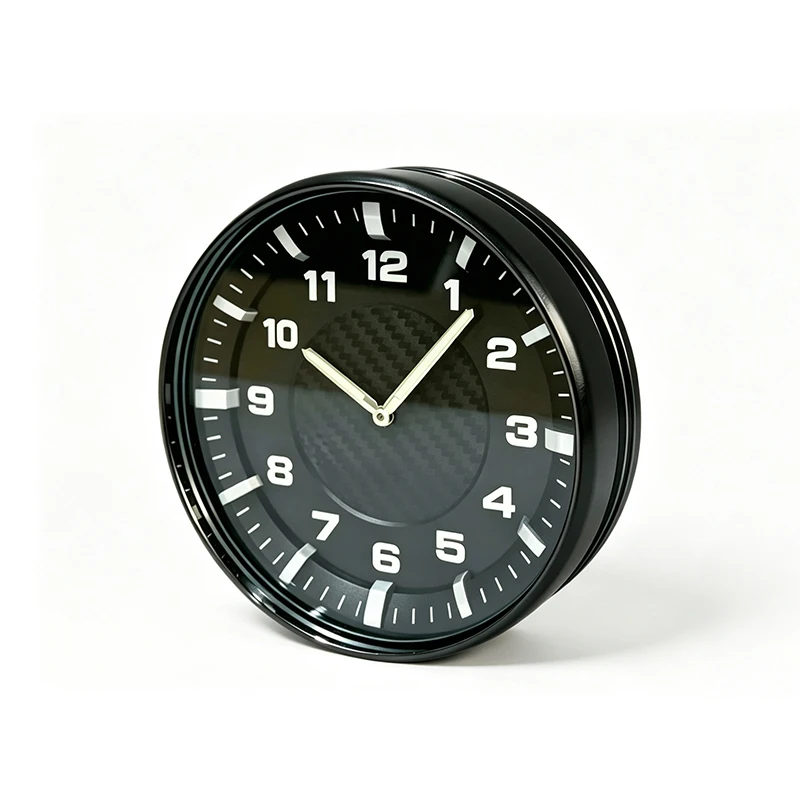 FLEYE Auto Clock Car Watch On-Board Clock   for Car Styling  Car Accessories  Ornament  Chrome Plated  Metal Frame  Carbon Fib view 2