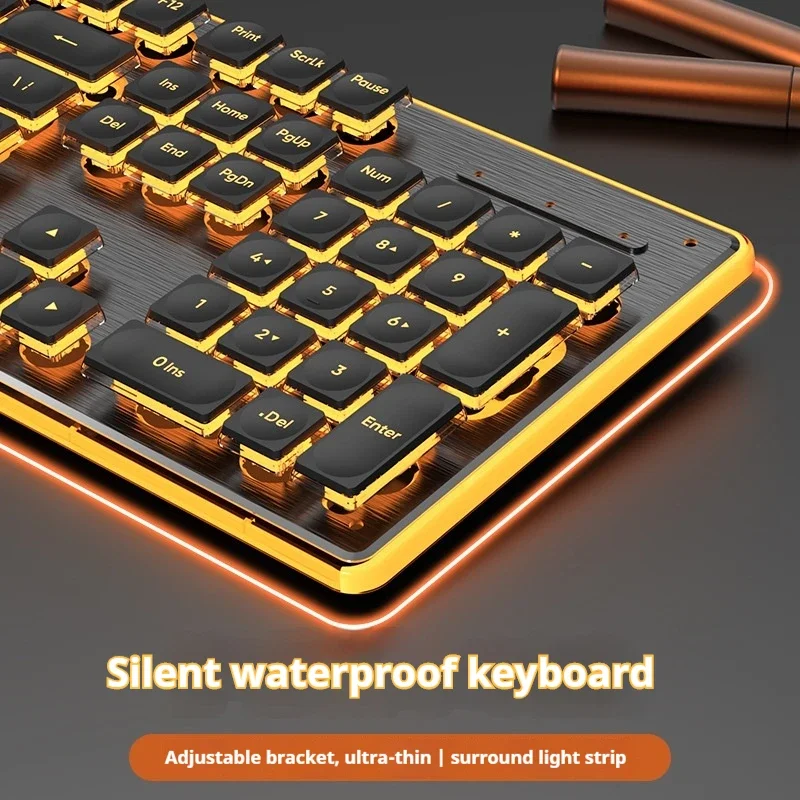 Mechanical Keyboard 104 Key Wired Customized Waterproof Silent Ultra Thin Gaming Esports Office Typing Fashionable Keyboard