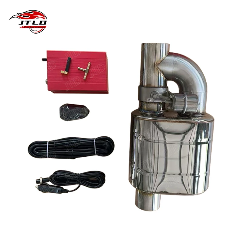 JTLD Universal Exhaust Muffler Valved Muffler Kit Vacuum Valve Cutout Single Inlet And Outlet With Remote Controller Metal Key