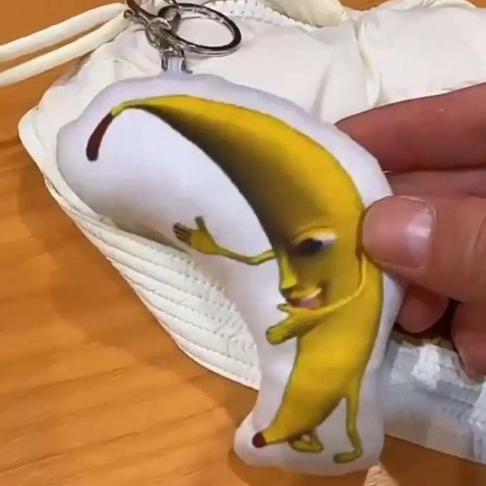 Portable Plush Keychain Doll Keychain Singing Banana Plush Keychain Pendant Cute Crying Banana Car Bag Pendant for Classmate