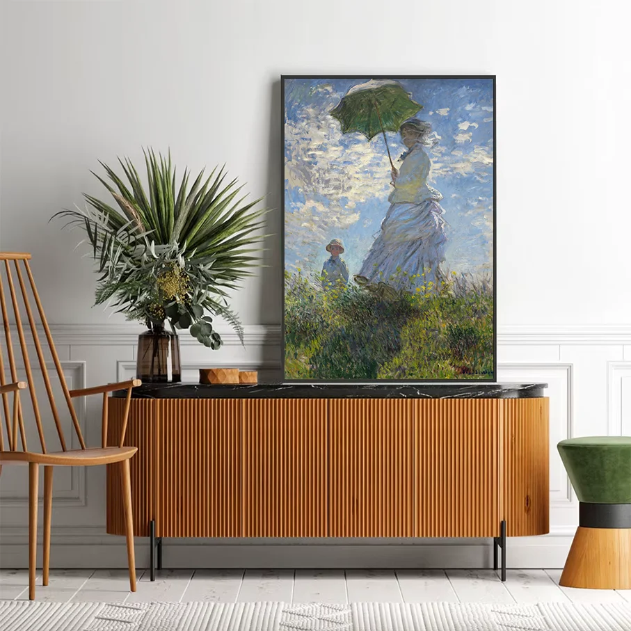 Monet Woman With Parasol Canvas Wall Art Home Decor Living Room Bedroom Oil Painting Print frameless Picture Decor
