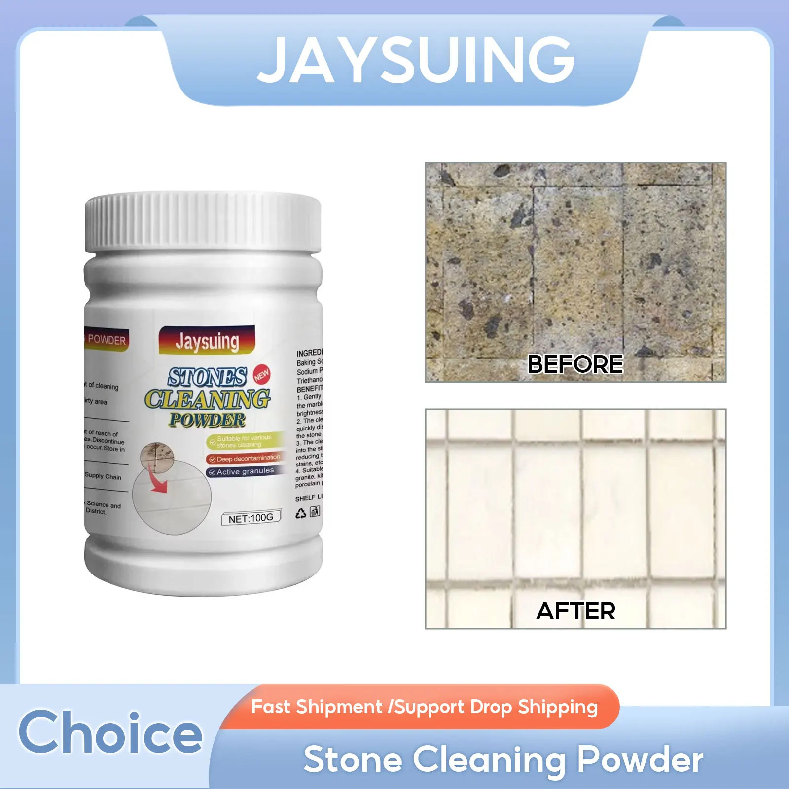 Stone Cleaning Powder Effective Kitchen Detergent Granite Tile Oil Stains Cleaner Strong Decontamination Marble Descaling Powder