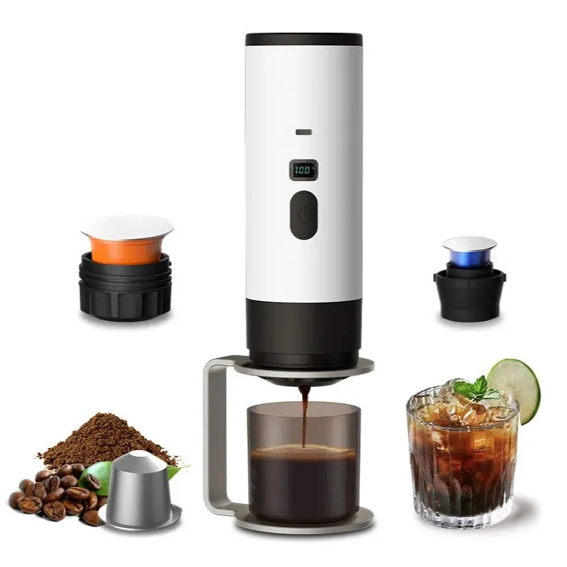 

3-in-1 Portable Electric Coffee Machine Capsule Coffee Maker with Wireless Heating Function, Suitable for Cars and Home Camping