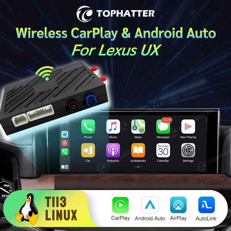 

For Lexus UX 2018-2020 LX570 2016-2021 Wireless CarPlay Android Auto Adapter, Fits Original 7" 8" 10.3" 12.3" Screen Plug Play