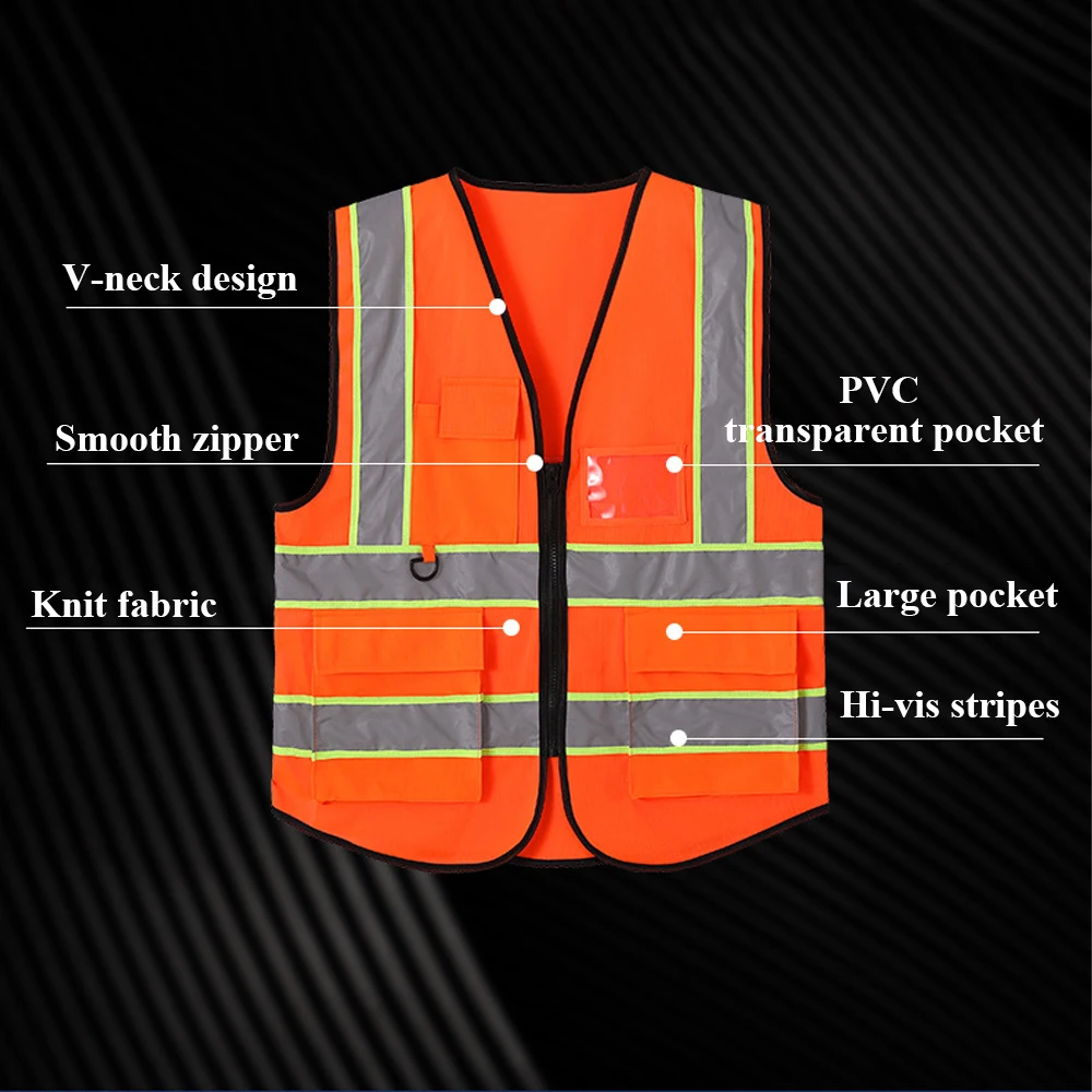 Roupas de trabalho com bolsos e zíper frontal Roupas de trabalho de construção para homens Roupas de trabalho de alta visibilidade