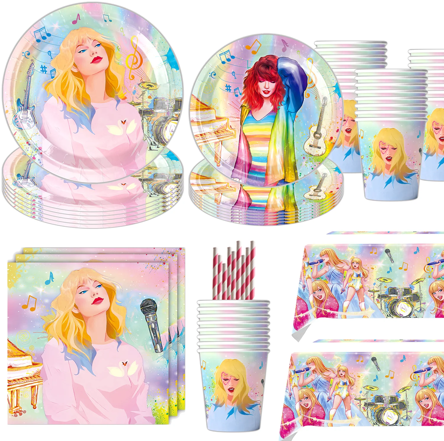 

Star Singer Taylor Birthday Party Decorations Kids Paper Tableware Tablecloth Swift Baby Shower Supplies Plates Cups Balloons