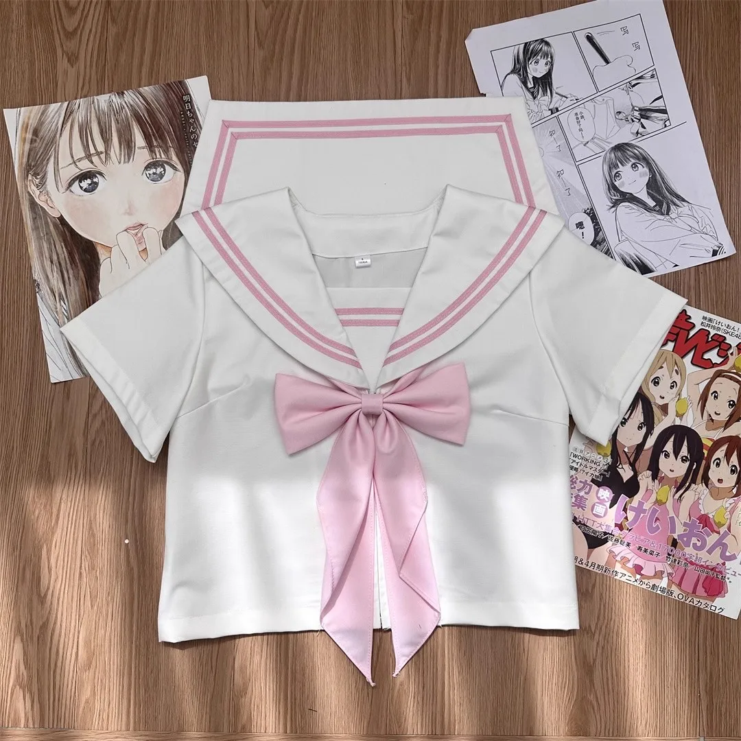 Vêtements de marin blanc rose uniforme japonais femme marin Fuku Jk uniforme scolaire coréen femmes lycée Seifuku jupe plissée