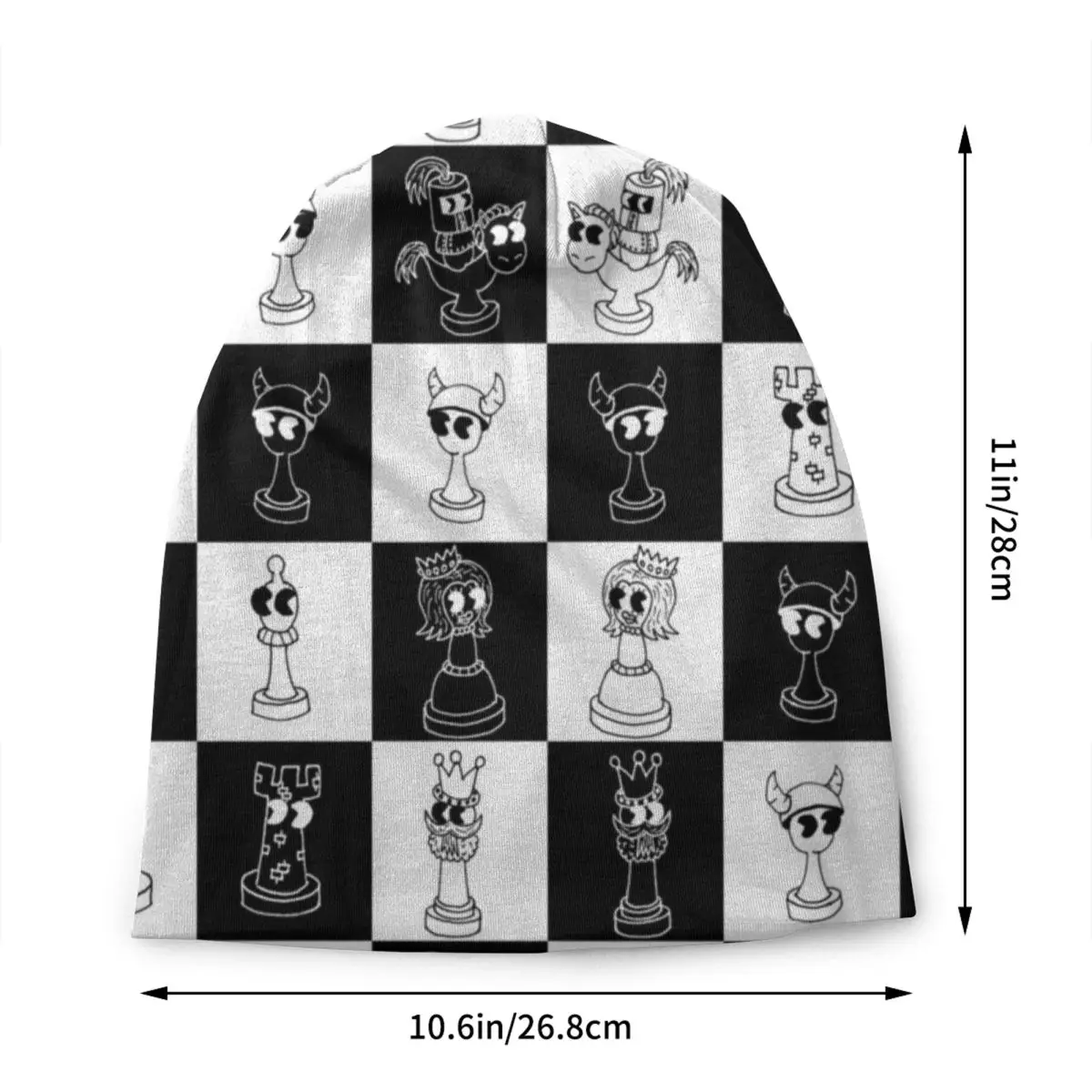 Chess Club Seven Skullies Beanies Caps Hip Hop Winter Warm  Knitting Hat Unisex Adult Chessboard Game Chess Piece Bonnet Hats