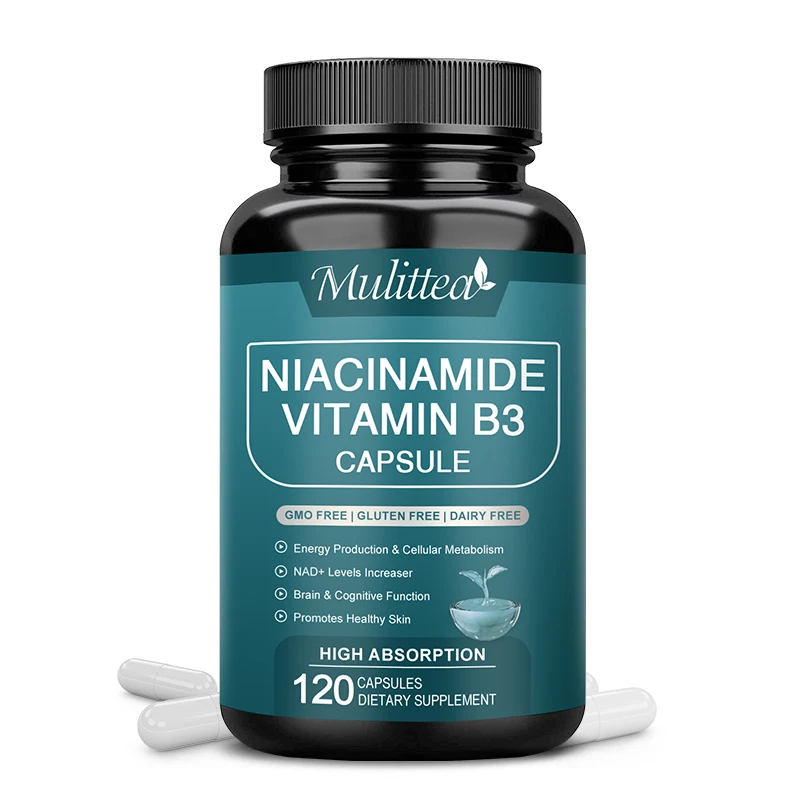 Mulittea Vitamin B3 Niacinamide Capsules Supports Skin Cell Health Skin Whitening Skin Repair and Health Immune Energy Support