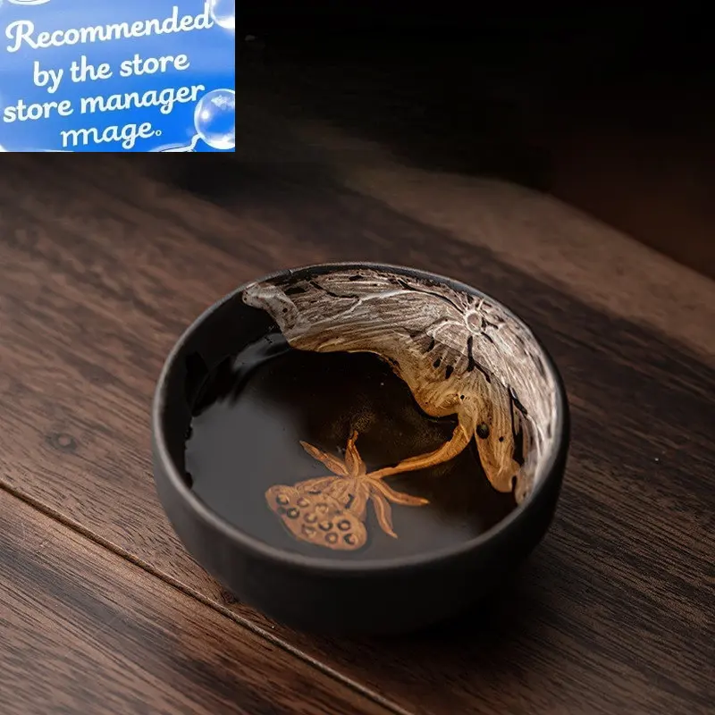 

110ml Retro Wabi-sabi Style Ceramic Tea Cup Handmade Rough Pottery Master Cup Creative Lotus Cup Puer Tea Bowl Kung Fu Tea Set