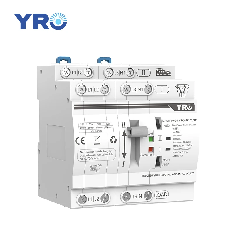 Picture 6: YRO Dual Power Automatic Transfer Switch YRQ4PC 63 4P ATS Panel 63A for Generator Inverter Electric Solar Switch
