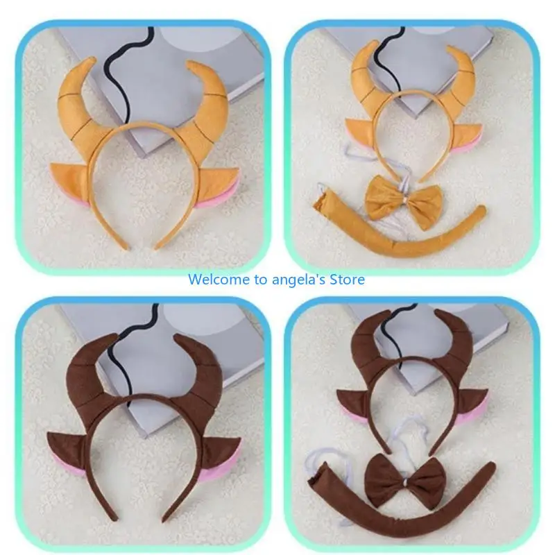 X4YC Soft Fabric Cow Ears Headband Hair Accesories For Anime Lover And Festivals