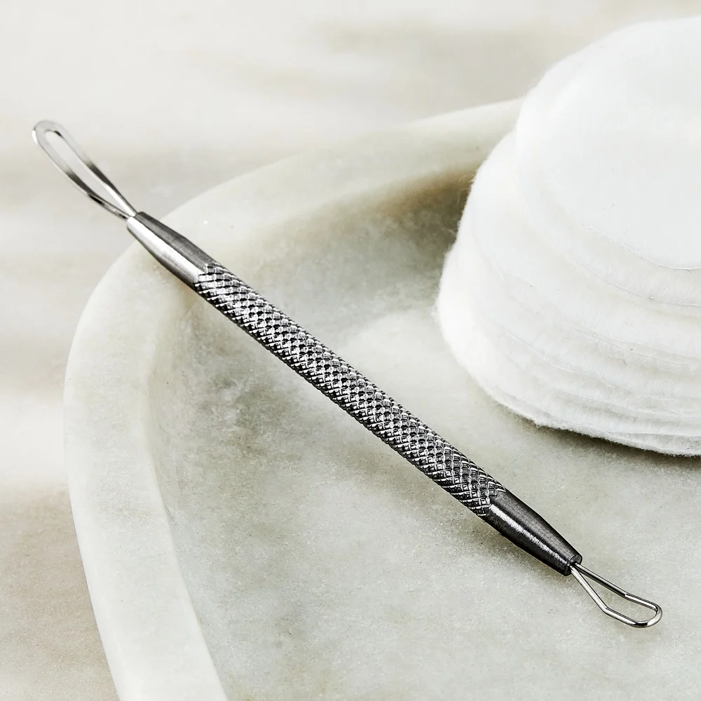 3 pezzi in acciaio inossidabile strumento per la rimozione dell'acne estrattore di punti neri a doppia estremità impugnatura strutturata cura dell'acne efficace e sicura