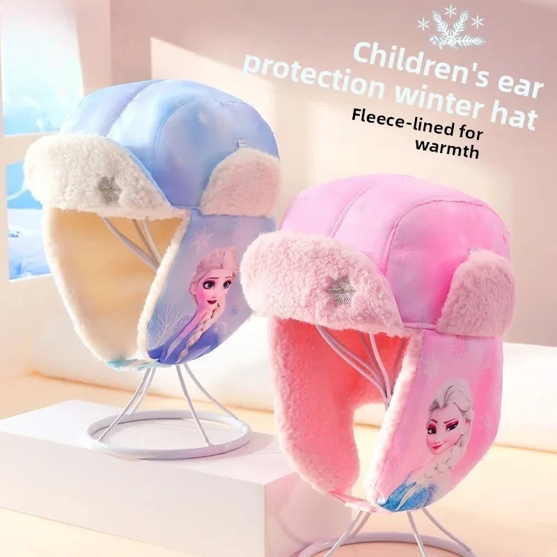 

Disney Frozen Princess Elsa Kids Hat for Girls | Thickened Warm Ear Protection Autumn Winter Cartoon Cute Knitted Beanie