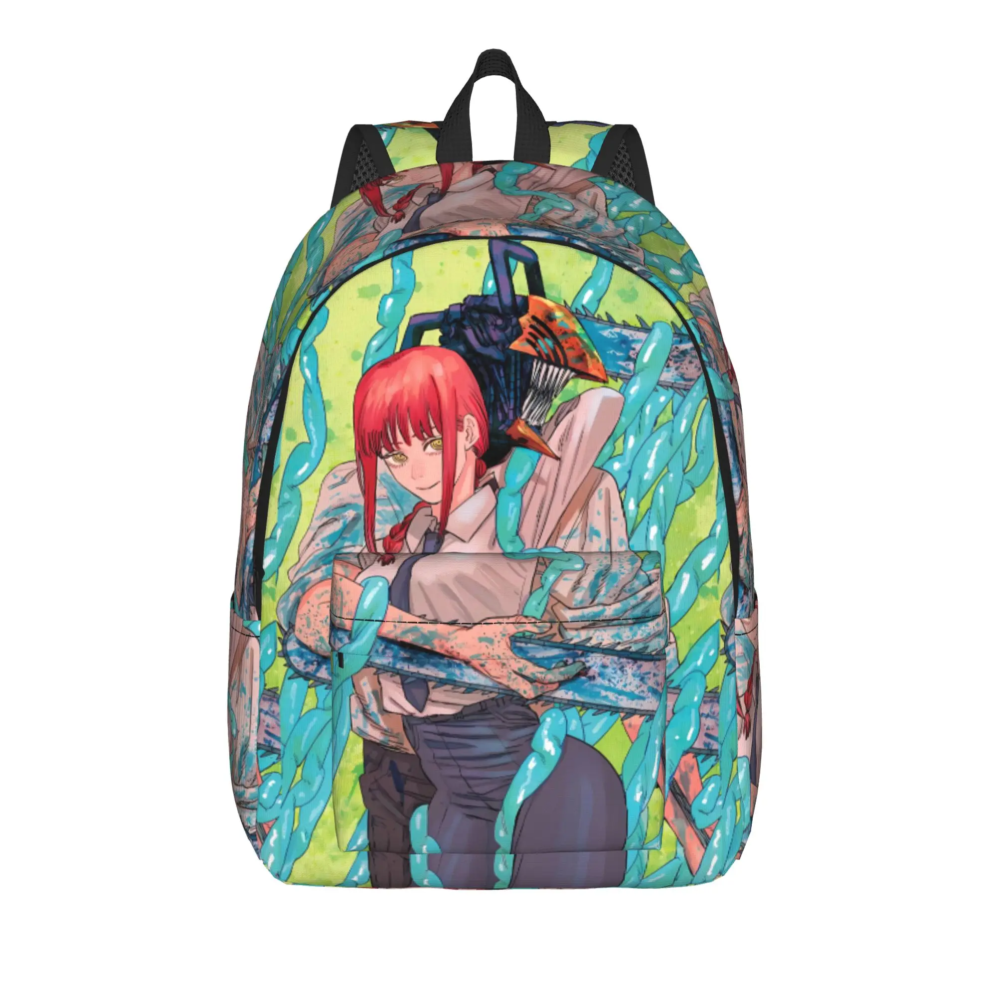 Denji smiling manga Backpack Male Chainsaws Mans Soft Backpacks Polyester Kawaii School Bags Travel Colorful Rucksack