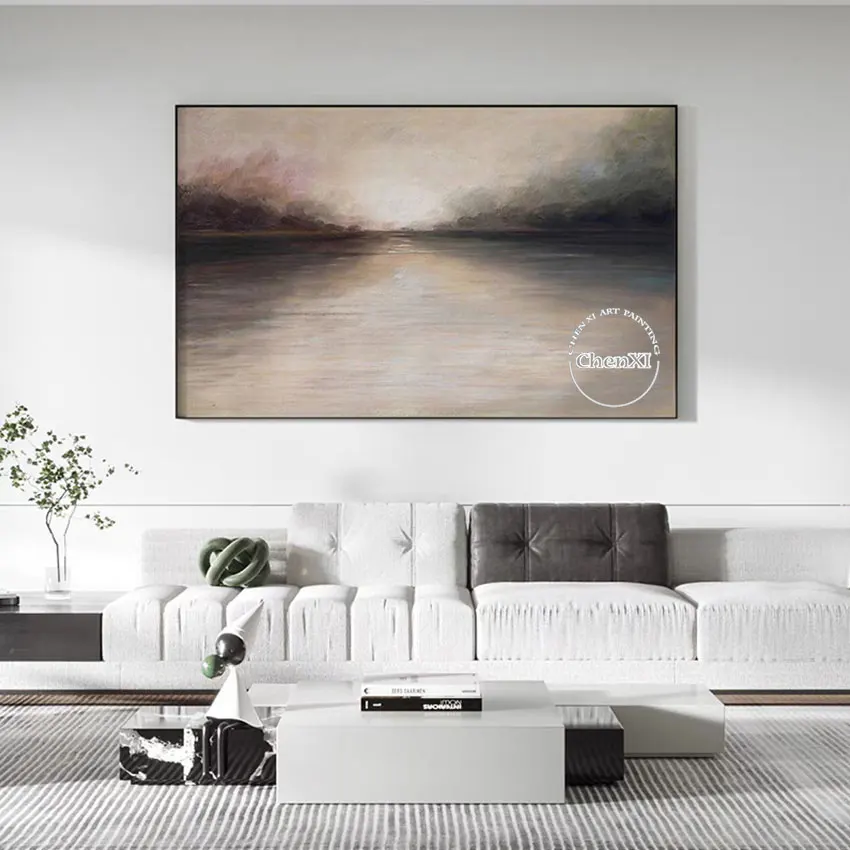 

Lake Scenery Abstract Oil Painting Frameless Creative Large Poster Wall Art Living Room Decoration For Hotel Showing