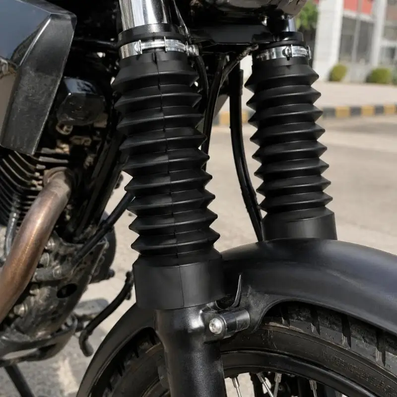M76E Black Rubber Front Suspension Gaiters for CMX500 and CM300, Bellows-Style Motorcycle Fork Covers Supplied as 1 Full Set for