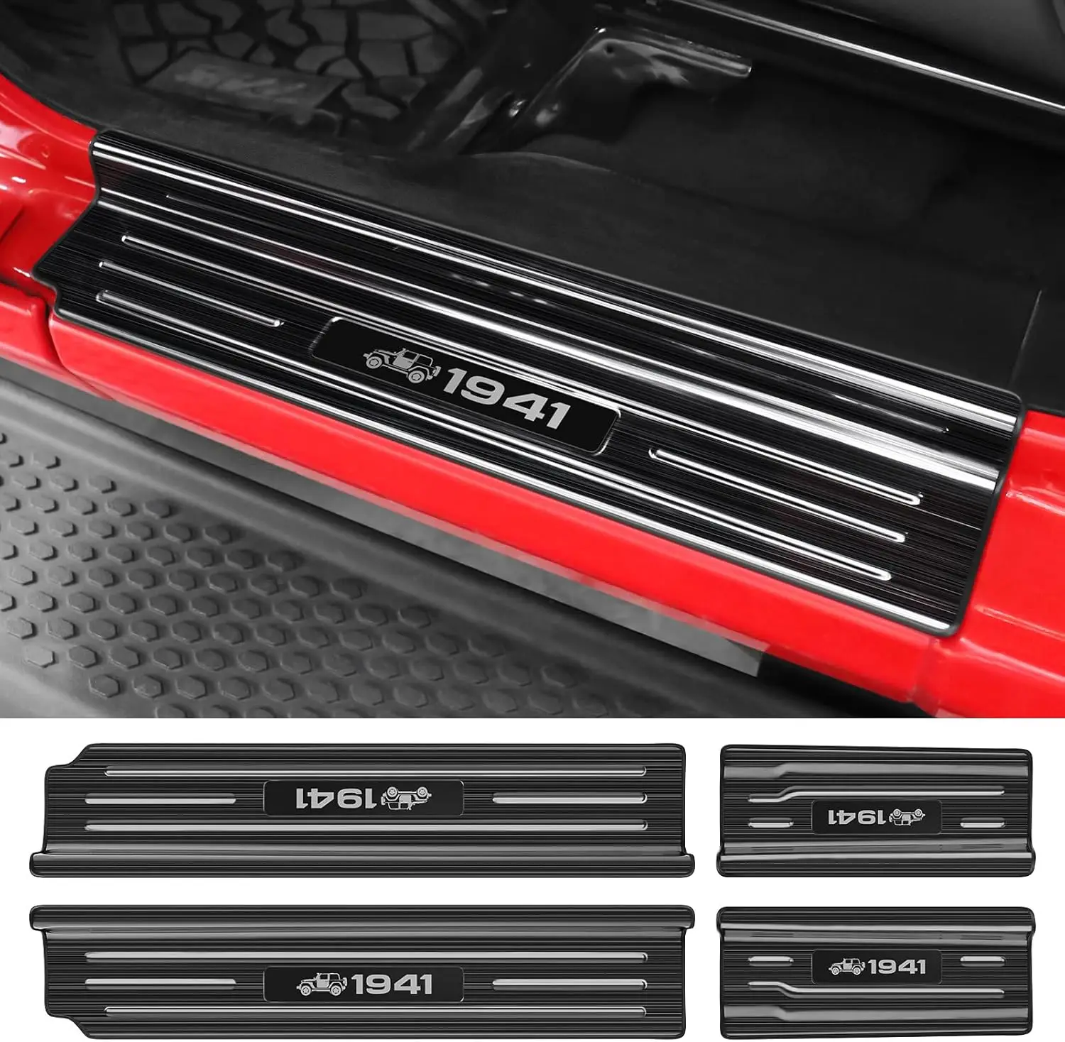 For Wrangler JL JLU 2018-2026 & Gladiator JT  Accessories Stainless Steel Material Carbon Fiber Texture Front and Rear Door