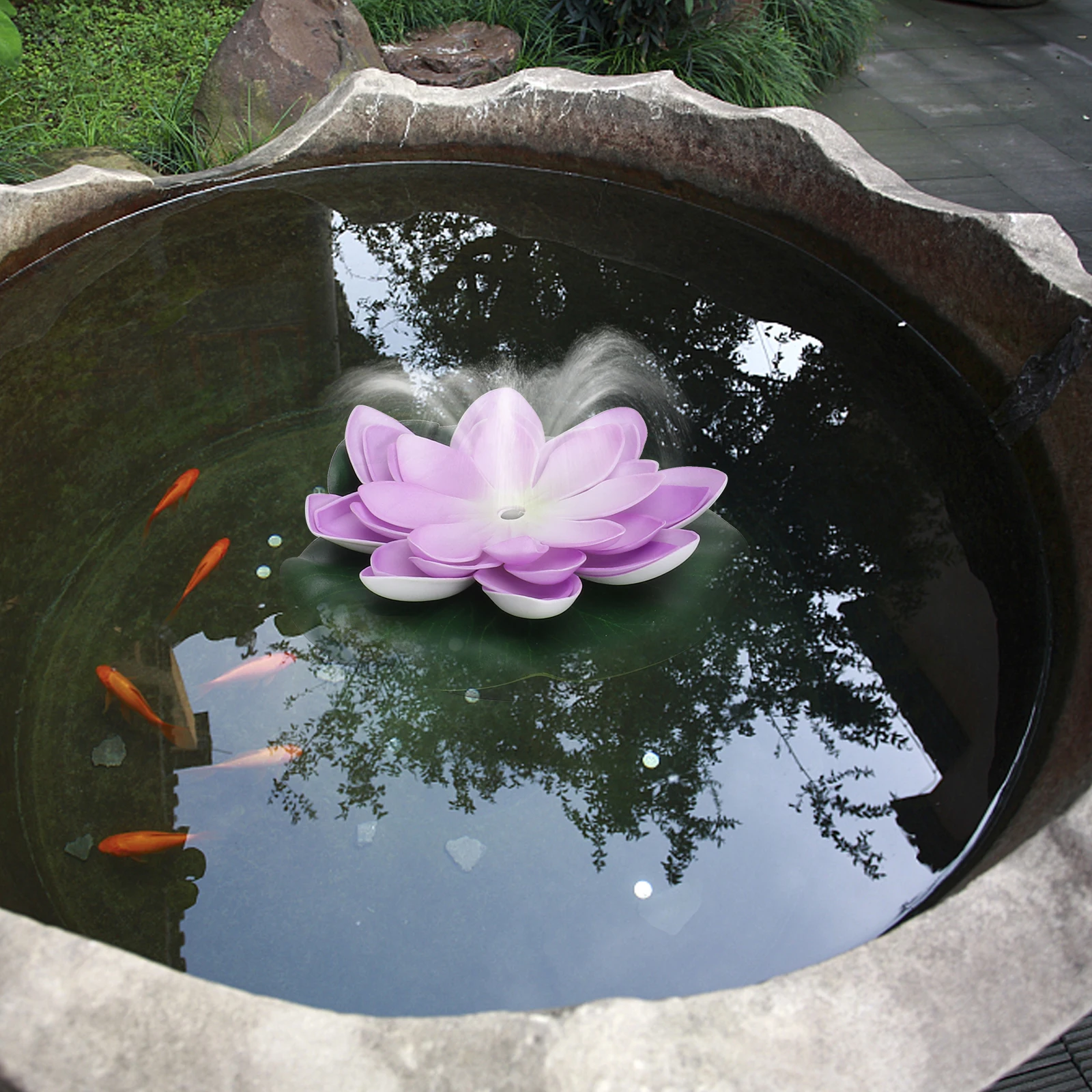 

Solar Outdoor Solar Fountain Powered Fountain Garden Floating Lotus Bowl Energy Saving Low Power Quiet Water Pond