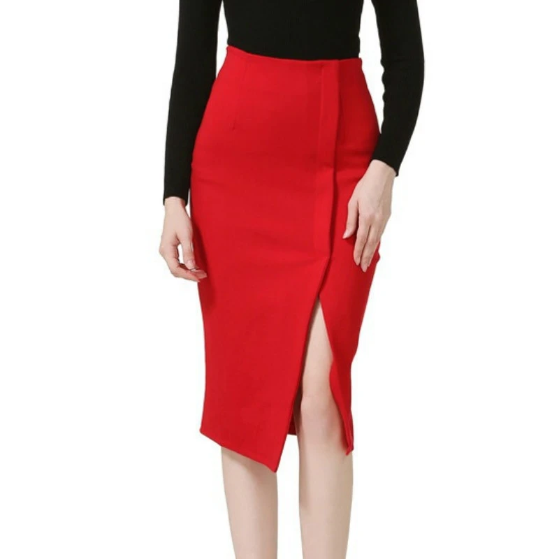 

High Elastic European Style Sexy Split Package Hip Step Skirt High Waist Skirt