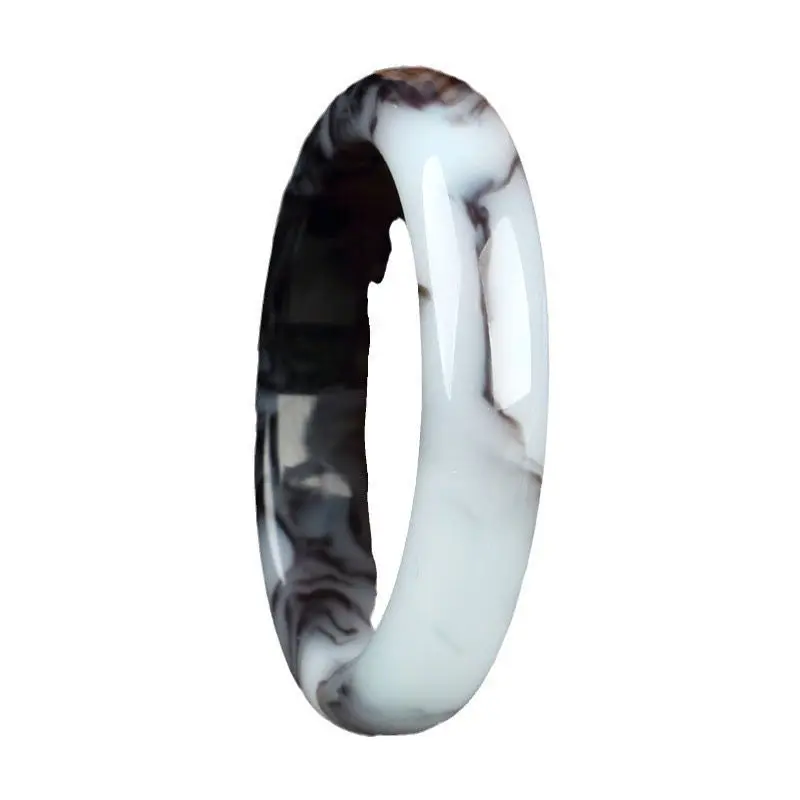 Black Wide Strip Women's Bracelet Black Blue and White Bracelet Lady Mom Gift