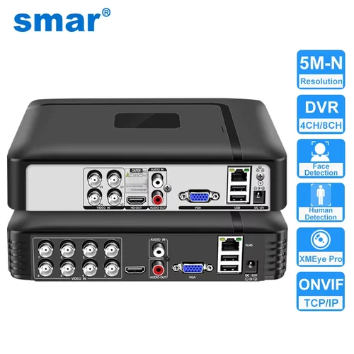 Smar H.265 4CH/8CH CCTV DVR 5M-N 5 en 1 AHD CVI TVI CVBS cámara IP grabadora de vídeo Digital híbrida sistema de seguridad para el hogar Onvif NVR