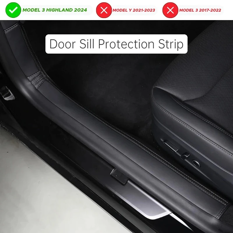 Anti-kick Pad For Tesla Model 3+ Front Rear Door Sill Under-seat Pads Threshold Strip Felt Protective 2024 New Model3 Highland