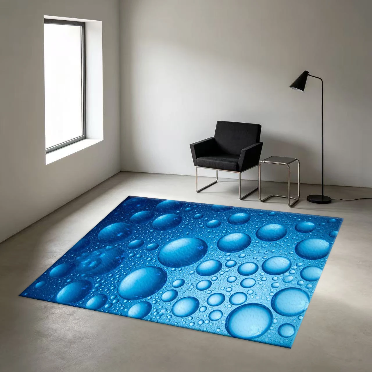 Blue Transparent Bubble Carpet Floor Mat with Cool Ocean Texture and Non-Slip Properties