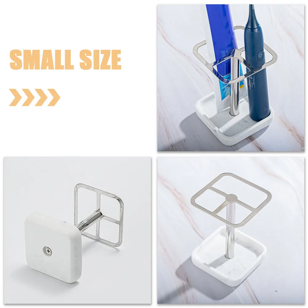 

Modern Toothbrush Holder Stand Bathroom Home Organizer Electric Toothpaste Rack Stainless Steel Desktop Divided Worktop Storage