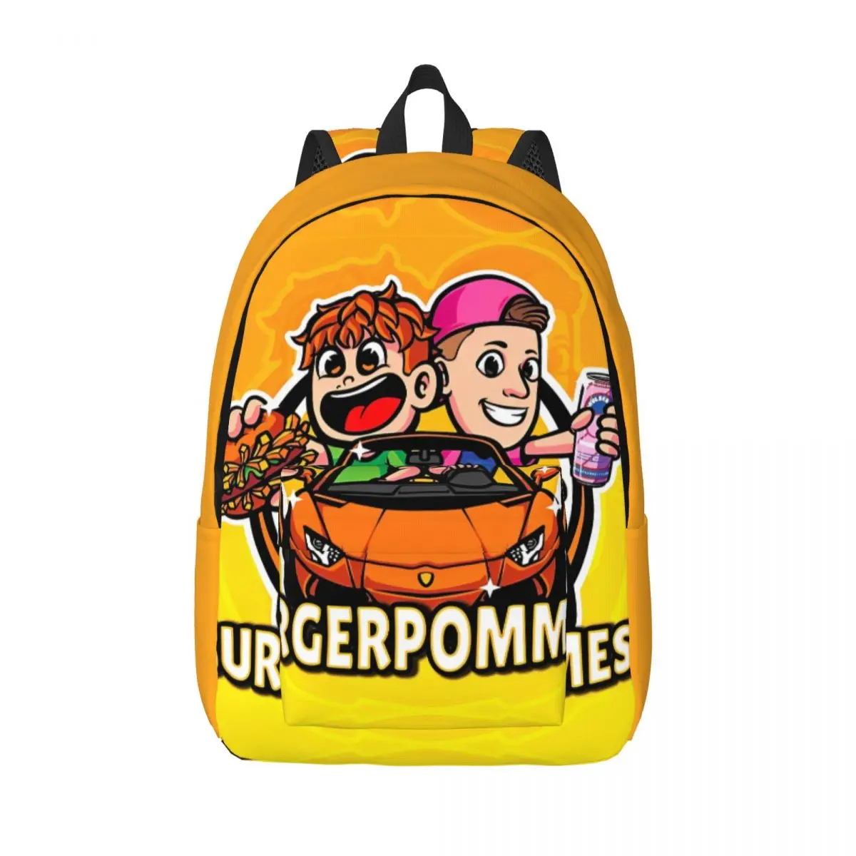 LukasBS Burgerpommes Backpack Elementary High College School Student ICrimax Game Bookbag Teens Canvas Daypack Hiking