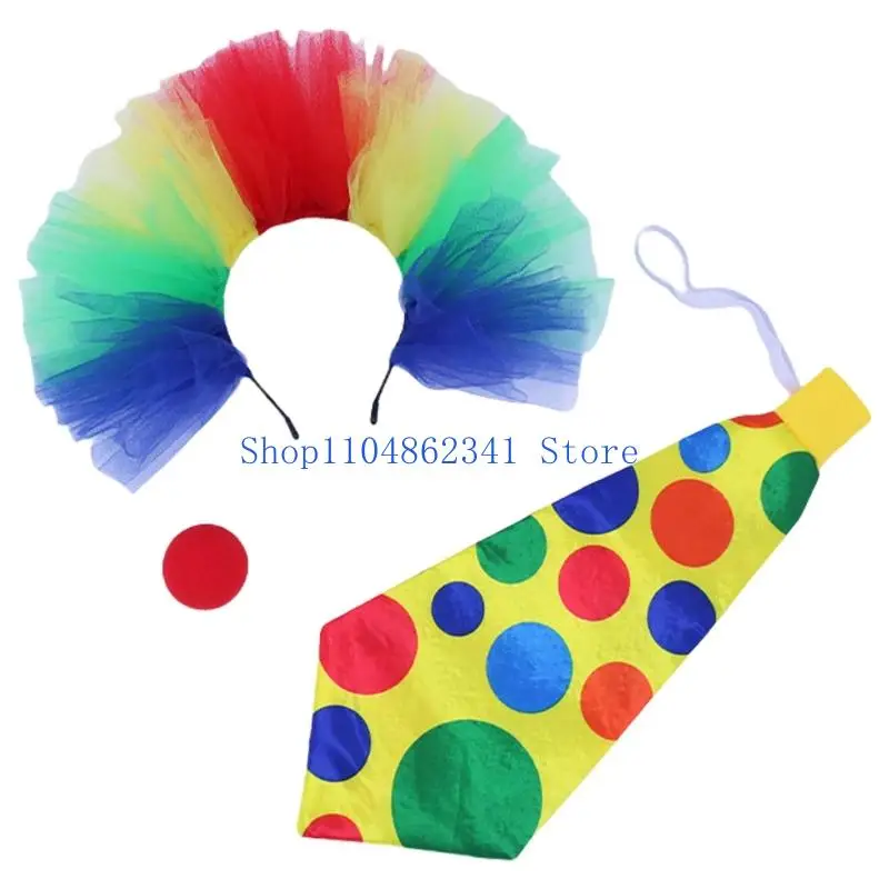 

5asd костюм клоуна, наряды клоуна, набор для переодевания клоуна, красочный парик, клоунский нос